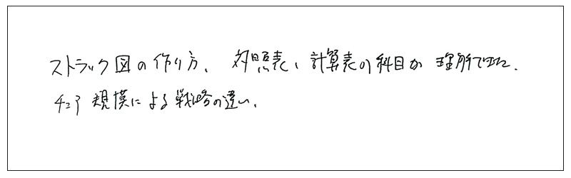 ストラック図の作り方、対照表、計算表の科目が理解できた